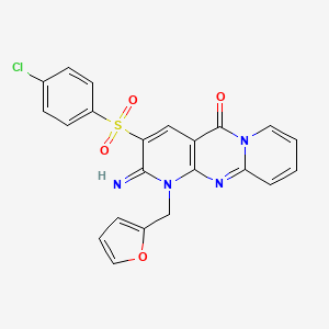 molecular formula C22H15ClN4O4S B11603688 5-(4-chlorophenyl)sulfonyl-7-(furan-2-ylmethyl)-6-imino-1,7,9-triazatricyclo[8.4.0.03,8]tetradeca-3(8),4,9,11,13-pentaen-2-one CAS No. 606953-01-9