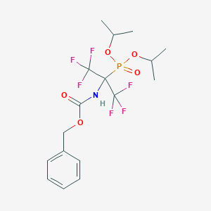 molecular formula C17H22F6NO5P B116037 Carbamic acid, (1-(bis(1-methylethoxy)phosphinyl)-2,2,2-trifluoro-1-(trifluoromethyl)ethyl)-,phenylmethyl ester CAS No. 145430-04-2