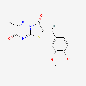 molecular formula C15H13N3O4S B11603881 (2Z)-2-(3,4-dimethoxybenzylidene)-6-methyl-7H-[1,3]thiazolo[3,2-b][1,2,4]triazine-3,7(2H)-dione 