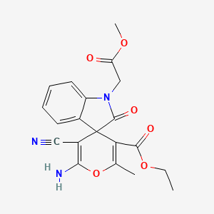 molecular formula C20H19N3O6 B11603901 Ethyl 6'-amino-5'-cyano-1-(2-methoxy-2-oxoethyl)-2'-methyl-2-oxo-1,2-dihydrospiro[indole-3,4'-pyran]-3'-carboxylate 