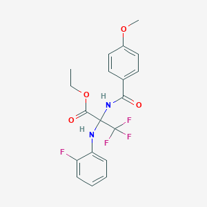 molecular formula C19H18F4N2O4 B11603950 ethyl 3,3,3-trifluoro-2-[(2-fluorophenyl)amino]-N-[(4-methoxyphenyl)carbonyl]alaninate 