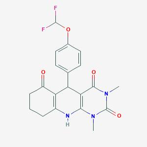 molecular formula C20H19F2N3O4 B11604102 5-[4-(difluoromethoxy)phenyl]-1,3-dimethyl-5,8,9,10-tetrahydropyrimido[4,5-b]quinoline-2,4,6(1H,3H,7H)-trione 