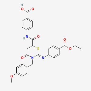 molecular formula C29H27N3O7S B11604147 4-({[(2Z)-2-{[4-(ethoxycarbonyl)phenyl]imino}-3-(4-methoxybenzyl)-4-oxo-1,3-thiazinan-6-yl]carbonyl}amino)benzoic acid 