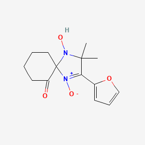 molecular formula C14H18N2O4 B11604187 2-(Furan-2-yl)-4-hydroxy-3,3-dimethyl-1,4-diazaspiro[4.5]dec-1-en-6-one 1-oxide 