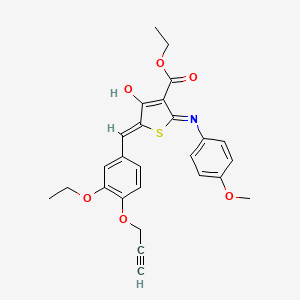 ethyl (5Z)-5-[(3-ethoxy-4-prop-2-ynoxyphenyl)methylidene]-2-(4-methoxyanilino)-4-oxothiophene-3-carboxylate