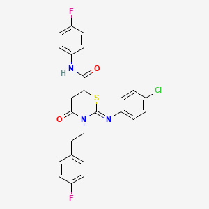 (2Z)-2-[(4-chlorophenyl)imino]-N-(4-fluorophenyl)-3-[2-(4-fluorophenyl)ethyl]-4-oxo-1,3-thiazinane-6-carboxamide