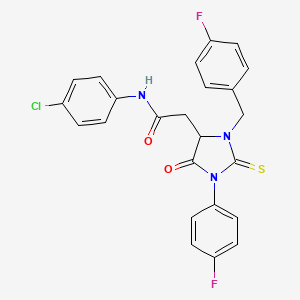 N-(4-chlorophenyl)-2-[3-(4-fluorobenzyl)-1-(4-fluorophenyl)-5-oxo-2-thioxoimidazolidin-4-yl]acetamide