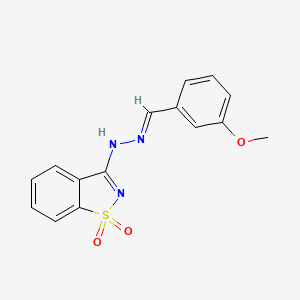 molecular formula C15H13N3O3S B11604260 3-[(2E)-2-(3-methoxybenzylidene)hydrazinyl]-1,2-benzothiazole 1,1-dioxide 