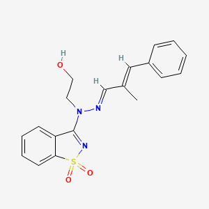 2-{(2E)-1-(1,1-dioxido-1,2-benzothiazol-3-yl)-2-[(2E)-2-methyl-3-phenylprop-2-en-1-ylidene]hydrazinyl}ethanol