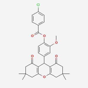 2-methoxy-4-(3,3,6,6-tetramethyl-1,8-dioxo-2,3,4,5,6,7,8,9-octahydro-1H-xanthen-9-yl)phenyl 4-chlorobenzoate