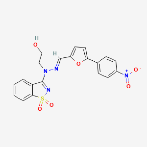 2-[(2E)-1-(1,1-dioxido-1,2-benzothiazol-3-yl)-2-{[5-(4-nitrophenyl)furan-2-yl]methylidene}hydrazinyl]ethanol