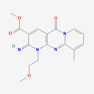 methyl 6-imino-7-(2-methoxyethyl)-11-methyl-2-oxo-1,7,9-triazatricyclo[8.4.0.03,8]tetradeca-3(8),4,9,11,13-pentaene-5-carboxylate