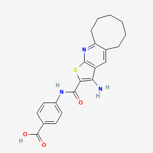 molecular formula C21H21N3O3S B11604302 4-{[(3-Amino-5,6,7,8,9,10-hexahydrocycloocta[b]thieno[3,2-e]pyridin-2-yl)carbonyl]amino}benzoic acid 