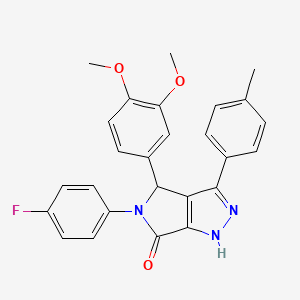 molecular formula C26H22FN3O3 B11604326 4-(3,4-dimethoxyphenyl)-5-(4-fluorophenyl)-3-(4-methylphenyl)-4,5-dihydropyrrolo[3,4-c]pyrazol-6(1H)-one 