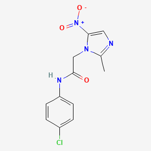 molecular formula C12H11ClN4O3 B11604343 N-(4-Chloro-phenyl)-2-(2-methyl-5-nitro-imidazol-1-yl)-acetamide 