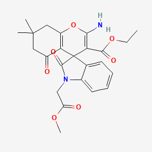 Ethyl 2-amino-1'-(2-methoxy-2-oxoethyl)-7,7-dimethyl-2',5-dioxo-1',2',5,6,7,8-hexahydrospiro[chromene-4,3'-indole]-3-carboxylate