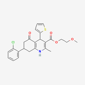 2-Methoxyethyl 7-(2-chlorophenyl)-2-methyl-5-oxo-4-(thiophen-2-yl)-1,4,5,6,7,8-hexahydroquinoline-3-carboxylate