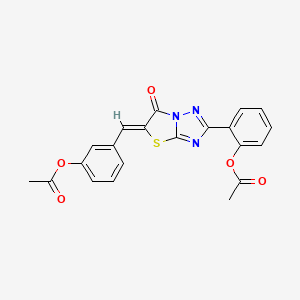 molecular formula C21H15N3O5S B11604380 2-{(5Z)-5-[3-(acetyloxy)benzylidene]-6-oxo-5,6-dihydro[1,3]thiazolo[3,2-b][1,2,4]triazol-2-yl}phenyl acetate 