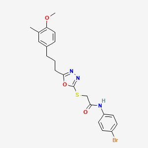 molecular formula C21H22BrN3O3S B11604403 N-(4-bromophenyl)-2-({5-[3-(4-methoxy-3-methylphenyl)propyl]-1,3,4-oxadiazol-2-yl}sulfanyl)acetamide 