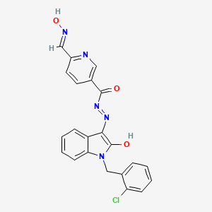 molecular formula C22H16ClN5O3 B11604415 N'-[(3Z)-1-(2-chlorobenzyl)-2-oxo-1,2-dihydro-3H-indol-3-ylidene]-6-[(E)-(hydroxyimino)methyl]pyridine-3-carbohydrazide 