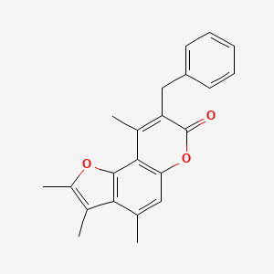 molecular formula C22H20O3 B11604449 8-benzyl-2,3,4,9-tetramethyl-7H-furo[2,3-f]chromen-7-one 