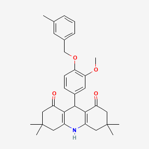 molecular formula C32H37NO4 B11604473 9-{3-methoxy-4-[(3-methylbenzyl)oxy]phenyl}-3,3,6,6-tetramethyl-3,4,6,7,9,10-hexahydroacridine-1,8(2H,5H)-dione 