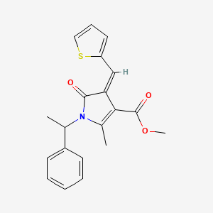 molecular formula C20H19NO3S B11604479 methyl (4Z)-2-methyl-5-oxo-1-(1-phenylethyl)-4-(thiophen-2-ylmethylidene)-4,5-dihydro-1H-pyrrole-3-carboxylate 