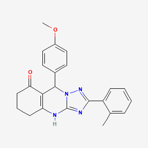 molecular formula C23H22N4O2 B11604532 9-(4-methoxyphenyl)-2-(o-tolyl)-5,6,7,9-tetrahydro-[1,2,4]triazolo[5,1-b]quinazolin-8(4H)-one 