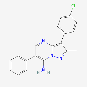 molecular formula C19H15ClN4 B11604547 3-(4-Chlorophenyl)-2-methyl-6-phenylpyrazolo[1,5-a]pyrimidin-7-amine 