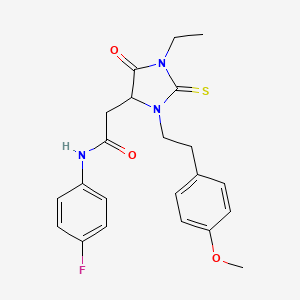 molecular formula C22H24FN3O3S B11604561 2-[1-ethyl-3-[2-(4-methoxyphenyl)ethyl]-5-oxo-2-sulfanylideneimidazolidin-4-yl]-N-(4-fluorophenyl)acetamide CAS No. 4846-62-2