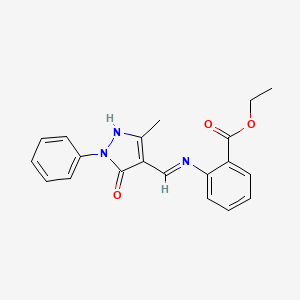 ethyl 2-{[(Z)-(3-methyl-5-oxo-1-phenyl-1,5-dihydro-4H-pyrazol-4-ylidene)methyl]amino}benzoate