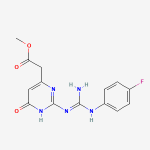 methyl {2-[N'-(4-fluorophenyl)carbamimidamido]-6-oxo-1,6-dihydropyrimidin-4-yl}acetate