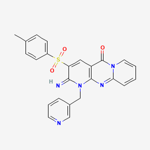 6-imino-5-(4-methylphenyl)sulfonyl-7-(pyridin-3-ylmethyl)-1,7,9-triazatricyclo[8.4.0.03,8]tetradeca-3(8),4,9,11,13-pentaen-2-one