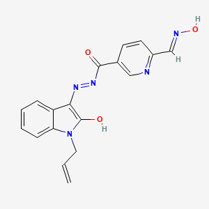 6-[(E)-(hydroxyimino)methyl]-N'-[(3Z)-2-oxo-1-(prop-2-en-1-yl)-1,2-dihydro-3H-indol-3-ylidene]pyridine-3-carbohydrazide