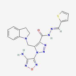 1-(4-amino-1,2,5-oxadiazol-3-yl)-5-(2,3-dihydro-1H-indol-1-ylmethyl)-N'-[(E)-thiophen-2-ylmethylidene]-1H-1,2,3-triazole-4-carbohydrazide