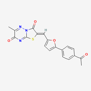 molecular formula C19H13N3O4S B11604797 (2Z)-2-{[5-(4-acetylphenyl)furan-2-yl]methylidene}-6-methyl-7H-[1,3]thiazolo[3,2-b][1,2,4]triazine-3,7(2H)-dione 