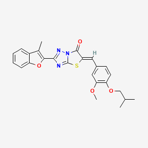 molecular formula C25H23N3O4S B11604811 (5Z)-5-[3-methoxy-4-(2-methylpropoxy)benzylidene]-2-(3-methyl-1-benzofuran-2-yl)[1,3]thiazolo[3,2-b][1,2,4]triazol-6(5H)-one 