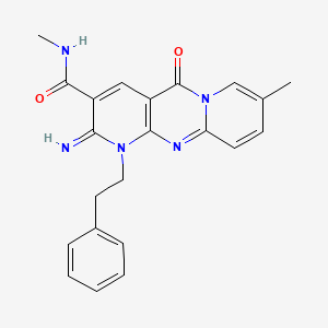 6-imino-N,13-dimethyl-2-oxo-7-(2-phenylethyl)-1,7,9-triazatricyclo[8.4.0.0^{3,8}]tetradeca-3(8),4,9,11,13-pentaene-5-carboxamide