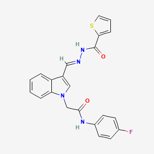 N-(4-fluorophenyl)-2-(3-{(E)-[2-(thiophen-2-ylcarbonyl)hydrazinylidene]methyl}-1H-indol-1-yl)acetamide