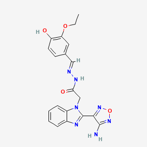 2-[2-(4-amino-1,2,5-oxadiazol-3-yl)-1H-benzimidazol-1-yl]-N'-[(E)-(3-ethoxy-4-hydroxyphenyl)methylidene]acetohydrazide