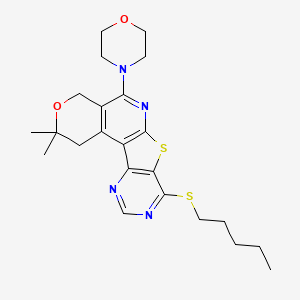 4,4-dimethyl-8-morpholin-4-yl-13-pentylsulfanyl-5-oxa-11-thia-9,14,16-triazatetracyclo[8.7.0.02,7.012,17]heptadeca-1(10),2(7),8,12(17),13,15-hexaene