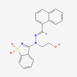 molecular formula C20H17N3O3S B11604975 2-[(2E)-1-(1,1-dioxido-1,2-benzothiazol-3-yl)-2-(naphthalen-1-ylmethylidene)hydrazinyl]ethanol 