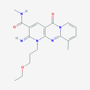 7-(3-ethoxypropyl)-6-imino-N,11-dimethyl-2-oxo-1,7,9-triazatricyclo[8.4.0.03,8]tetradeca-3(8),4,9,11,13-pentaene-5-carboxamide