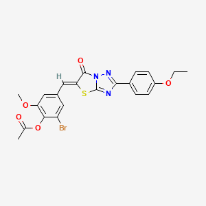 molecular formula C22H18BrN3O5S B11605050 2-bromo-4-[(Z)-(2-(4-ethoxyphenyl)-6-oxo[1,3]thiazolo[3,2-b][1,2,4]triazol-5(6H)-ylidene)methyl]-6-methoxyphenyl acetate CAS No. 606953-21-3