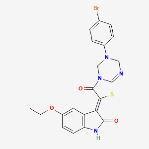 (7Z)-3-(4-bromophenyl)-7-(5-ethoxy-2-oxo-1,2-dihydro-3H-indol-3-ylidene)-3,4-dihydro-2H-[1,3]thiazolo[3,2-a][1,3,5]triazin-6(7H)-one