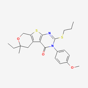 12-ethyl-4-(4-methoxyphenyl)-12-methyl-5-propylsulfanyl-11-oxa-8-thia-4,6-diazatricyclo[7.4.0.02,7]trideca-1(9),2(7),5-trien-3-one