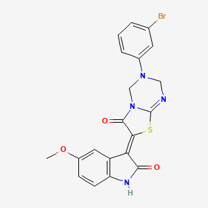 (7Z)-3-(3-bromophenyl)-7-(5-methoxy-2-oxo-1,2-dihydro-3H-indol-3-ylidene)-3,4-dihydro-2H-[1,3]thiazolo[3,2-a][1,3,5]triazin-6(7H)-one