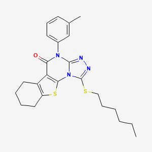 1-(hexylsulfanyl)-4-(3-methylphenyl)-6,7,8,9-tetrahydro[1]benzothieno[3,2-e][1,2,4]triazolo[4,3-a]pyrimidin-5(4H)-one