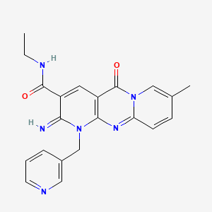 N-ethyl-6-imino-13-methyl-2-oxo-7-[(pyridin-3-yl)methyl]-1,7,9-triazatricyclo[8.4.0.0^{3,8}]tetradeca-3(8),4,9,11,13-pentaene-5-carboxamide