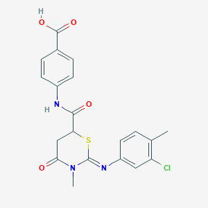 4-[({(2Z)-2-[(3-chloro-4-methylphenyl)imino]-3-methyl-4-oxo-1,3-thiazinan-6-yl}carbonyl)amino]benzoic acid